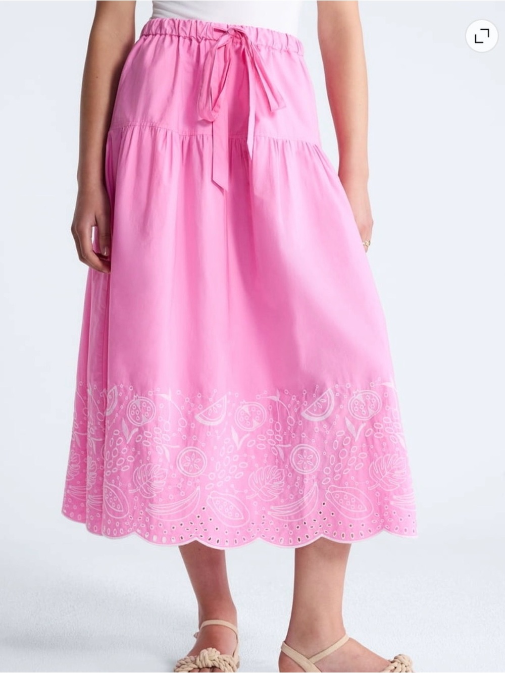 Free Assembly Eyelet Embroidered Cotton Midi Skirt